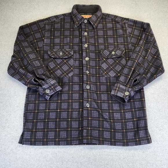 Juneau Other - Juneau Fleece Flannel Button Up Shirt Plaid Mens Medium Gray Black Yellow
